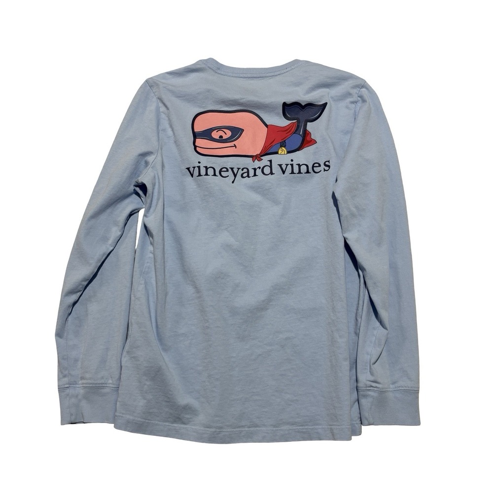 Vineyard Vines Kids Long Sleeve Graphic Shirt Blue Size Large 17.5 x 25